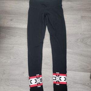 PINK by Victoria Secret Black Yoga Leggings XS Holidays Design Winter Activewear